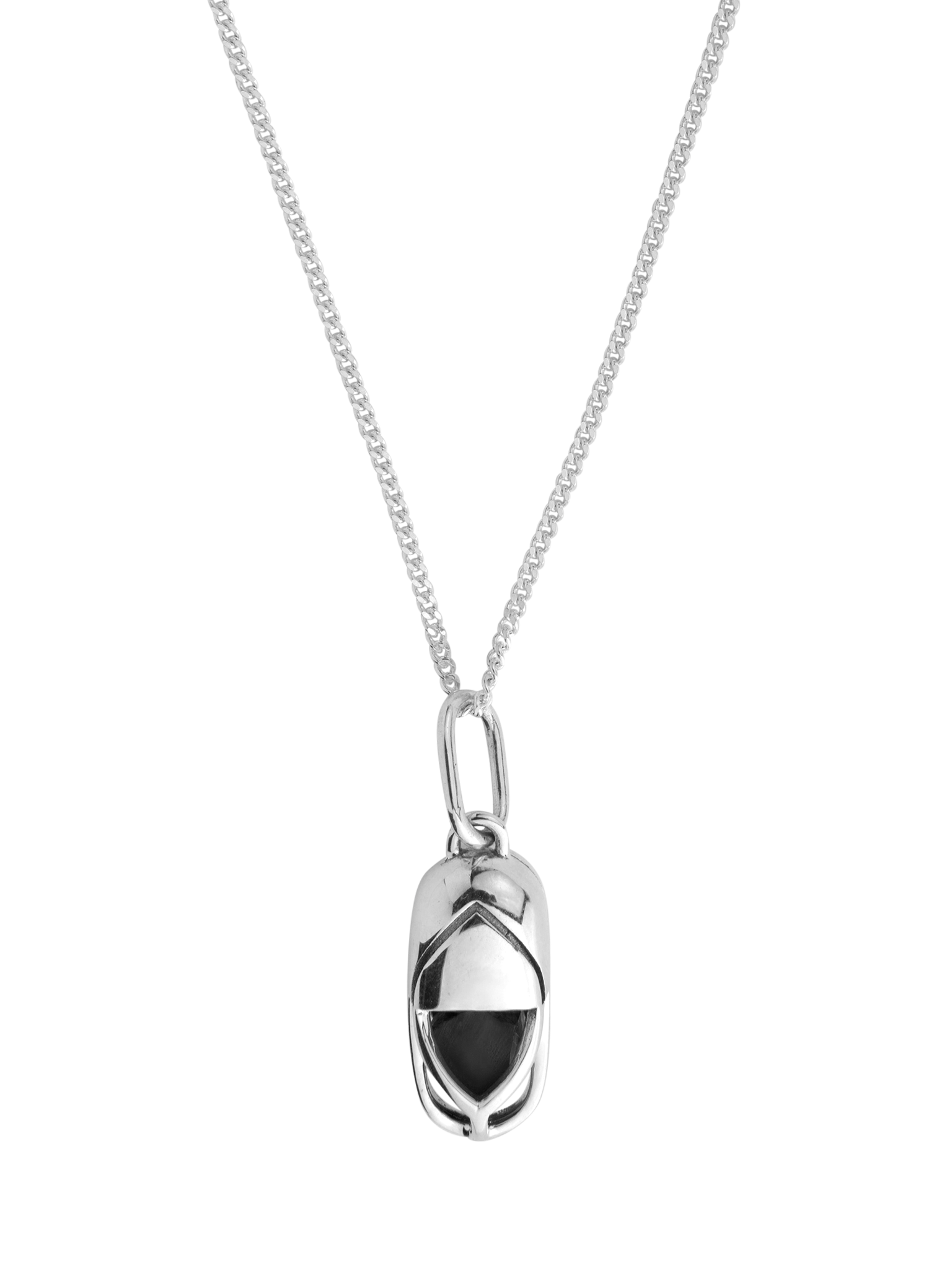 Mini capsule crystal necklace white gold